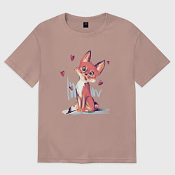 Футболка оверсайз мужская Лис кривляется, цвет: пыльно-розовый