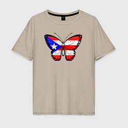 Футболка оверсайз мужская Бабочка Пуэрто-Рико, цвет: миндальный