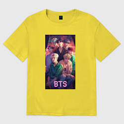 Футболка оверсайз мужская BTS art anime, цвет: желтый