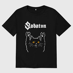 Футболка оверсайз мужская Sabaton rock cat, цвет: черный