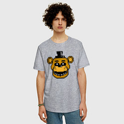 Футболка оверсайз мужская Золотой пиксельный Фредди, цвет: меланж — фото 2