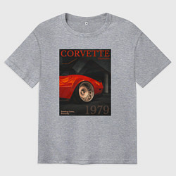 Футболка оверсайз мужская Обложка журнала Chevrolet Corvette C3, цвет: меланж
