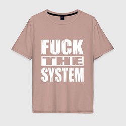 Футболка оверсайз мужская SoD - f**k the system, цвет: пыльно-розовый