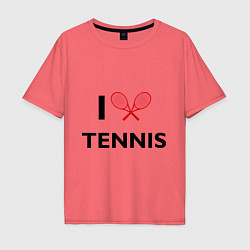 Футболка оверсайз мужская I Love Tennis, цвет: коралловый