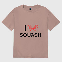 Футболка оверсайз мужская I Love Squash, цвет: пыльно-розовый