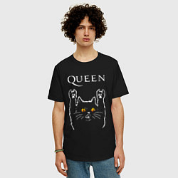 Футболка оверсайз мужская Queen rock cat, цвет: черный — фото 2