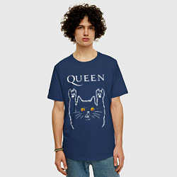 Футболка оверсайз мужская Queen rock cat, цвет: тёмно-синий — фото 2
