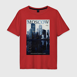Футболка оверсайз мужская Moscow city обложка журнала, цвет: красный