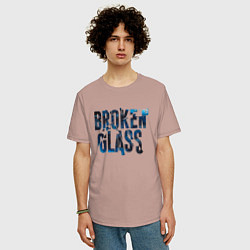 Футболка оверсайз мужская Broken glass, цвет: пыльно-розовый — фото 2