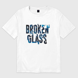 Футболка оверсайз мужская Broken glass, цвет: белый