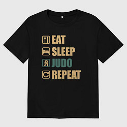 Футболка оверсайз мужская Eat sleep judo, цвет: черный