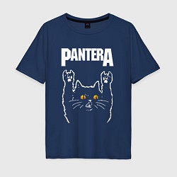 Футболка оверсайз мужская Pantera rock cat, цвет: тёмно-синий