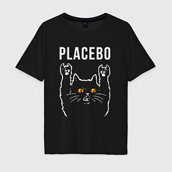 Футболка оверсайз мужская Placebo rock cat, цвет: черный