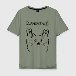 Футболка оверсайз мужская Evanescence - rock cat, цвет: авокадо
