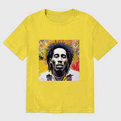 Футболка оверсайз мужская Арт Граффити Боб Марли, цвет: желтый