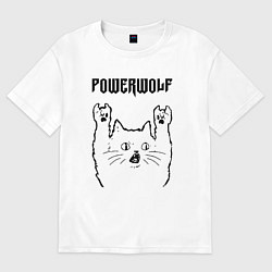 Футболка оверсайз мужская Powerwolf - rock cat, цвет: белый