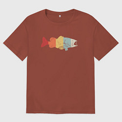 Футболка оверсайз мужская Color fish, цвет: кирпичный