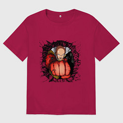 Футболка оверсайз мужская Saitama hole, цвет: маджента