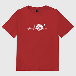 Футболка оверсайз мужская Сердце волейболиста, цвет: красный