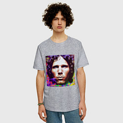 Футболка оверсайз мужская Jim Morrison Glitch 25 Digital Art, цвет: меланж — фото 2