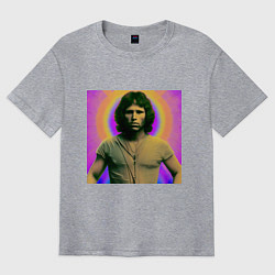 Футболка оверсайз мужская Jim Morrison Galo Glitch Art, цвет: меланж