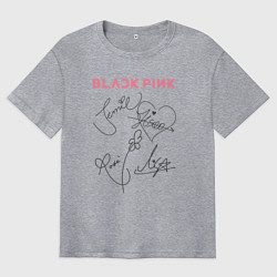 Футболка оверсайз мужская Blackpink автограф, цвет: меланж