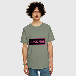 Футболка оверсайз мужская Логотип Блек Пинк, цвет: авокадо — фото 2