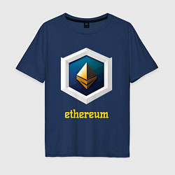 Футболка оверсайз мужская Логотип Ethereum, цвет: тёмно-синий