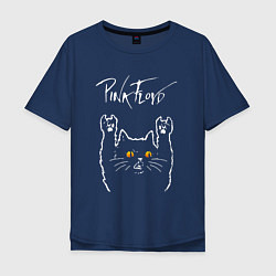 Футболка оверсайз мужская Pink Floyd rock cat, цвет: тёмно-синий