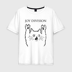 Футболка оверсайз мужская Joy Division - rock cat, цвет: белый