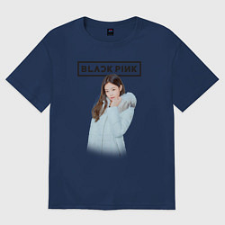 Футболка оверсайз мужская Jisoo Blackpink winter, цвет: тёмно-синий