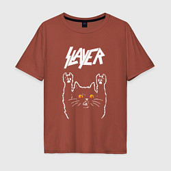 Футболка оверсайз мужская Slayer rock cat, цвет: кирпичный