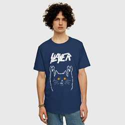 Футболка оверсайз мужская Slayer rock cat, цвет: тёмно-синий — фото 2