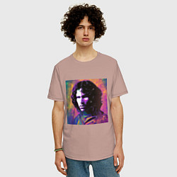 Футболка оверсайз мужская Jim Morrison few color digital Art, цвет: пыльно-розовый — фото 2