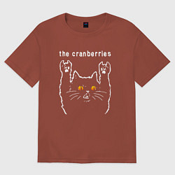 Футболка оверсайз мужская The Cranberries rock cat, цвет: кирпичный