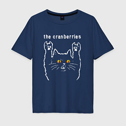 Футболка оверсайз мужская The Cranberries rock cat, цвет: тёмно-синий