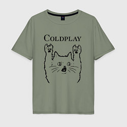 Футболка оверсайз мужская Coldplay - rock cat, цвет: авокадо