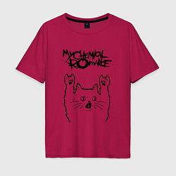 Футболка оверсайз мужская My Chemical Romance - rock cat, цвет: маджента