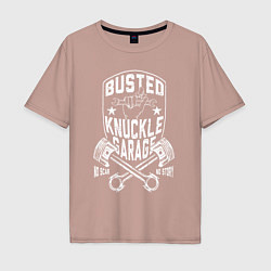 Футболка оверсайз мужская Busted knuckle, цвет: пыльно-розовый