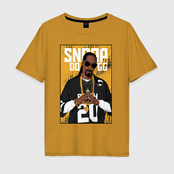 Футболка оверсайз мужская Snoop dogg с цепями, цвет: горчичный
