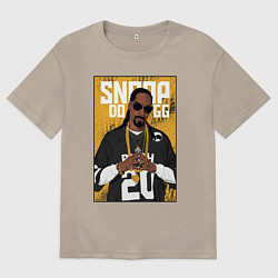 Футболка оверсайз мужская Snoop dogg с цепями, цвет: миндальный