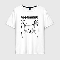 Футболка оверсайз мужская Foo Fighters - rock cat, цвет: белый