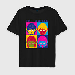 Футболка оверсайз мужская The Beatles color, цвет: черный