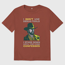 Футболка оверсайз мужская Чак Норрис среди программистов, цвет: кирпичный