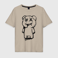 Футболка оверсайз мужская Smile bear - minimalism, цвет: миндальный