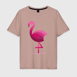 Футболка оверсайз мужская Фламинго минималистичный, цвет: пыльно-розовый