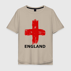 Футболка оверсайз мужская England flag, цвет: миндальный