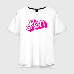 Футболка оверсайз мужская Логотип розовый Кен, цвет: белый