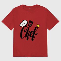 Футболка оверсайз мужская Надпись - шеф повар, цвет: красный