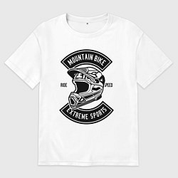 Футболка оверсайз мужская Mountain bike helmet, цвет: белый